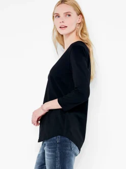 Cheap NIC+ZOE Nzt 3/4 Sleeve Roll V Tee Black Onyx
