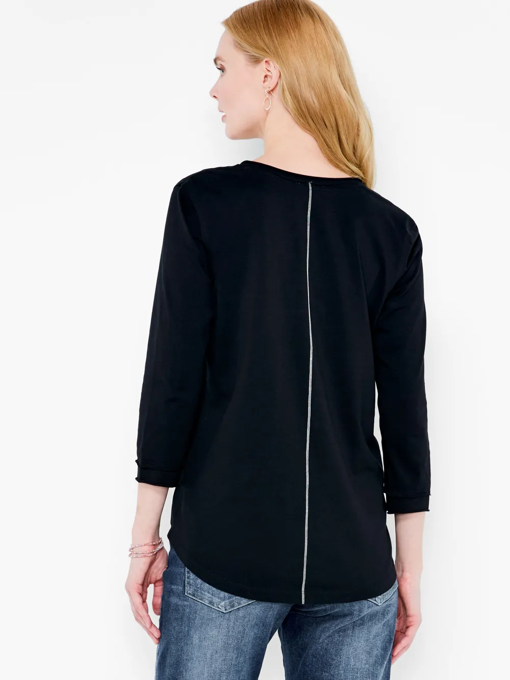 Best Sale NIC+ZOE Nzt 3/4 Sleeve Roll V Tee Black Onyx
