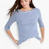 Outlet NIC+ZOE Nzt 3/4 Sleeve Stripe Boat Tee Blue Multi