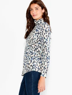 Hot NIC+ZOE Nzt Abstract Blocks Long Sleeve Turtleneck Neutral Multi