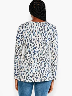 Hot NIC+ZOE Nzt Abstract Blocks Long Sleeve V Tee Neutral Multi