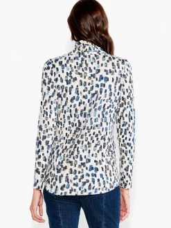 Hot NIC+ZOE Nzt Abstract Blocks Long Sleeve Turtleneck Neutral Multi