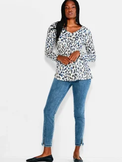 Hot NIC+ZOE Nzt Abstract Blocks Long Sleeve V Tee Neutral Multi