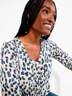 Hot NIC+ZOE Nzt Abstract Blocks Long Sleeve V Tee Neutral Multi