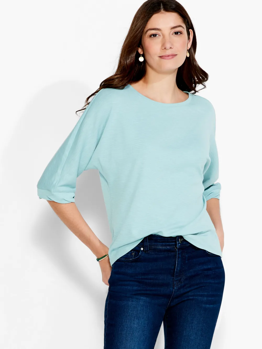 Best Sale NIC+ZOE Nzt Boat Neck Dolman Sleeve Tee Aquifer