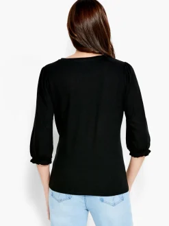 Hot NIC+ZOE Nzt Crew Neck 3/4 Pleated Sleeve Tee Black Onyx