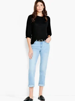 Clearance NIC+ZOE Nzt Crew Neck 3/4 Pleated Sleeve Tee Black Onyx