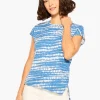 Best NIC+ZOE Nzt Dotty Lines Short Sleeve Crew Assymetrical Tee Blue Multi