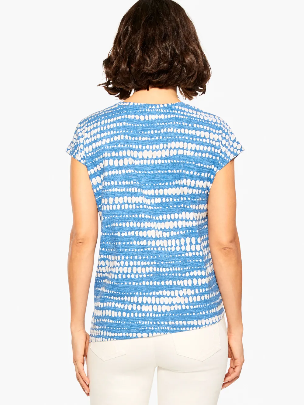 Best NIC+ZOE Nzt Dotty Lines Short Sleeve Crew Assymetrical Tee Blue Multi