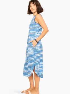 New NIC+ZOE Nzt Dotty Lines Tank Dress Blue Multi