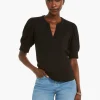Discount NIC+ZOE Nzt Elbow Sleeve Split Neck Tee Black Onyx