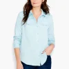 Fashion NIC+ZOE Nzt Long Sleeve Angled Pocket Shirt Mist