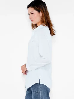 Cheap NIC+ZOE Nzt Long Sleeve Angled Pocket Shirt Paper White