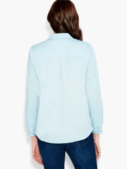 Fashion NIC+ZOE Nzt Long Sleeve Angled Pocket Shirt Mist