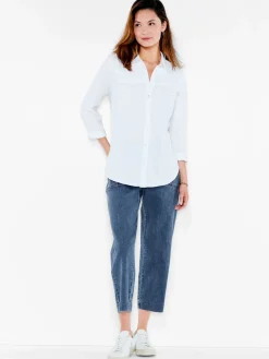 Cheap NIC+ZOE Nzt Long Sleeve Angled Pocket Shirt Paper White