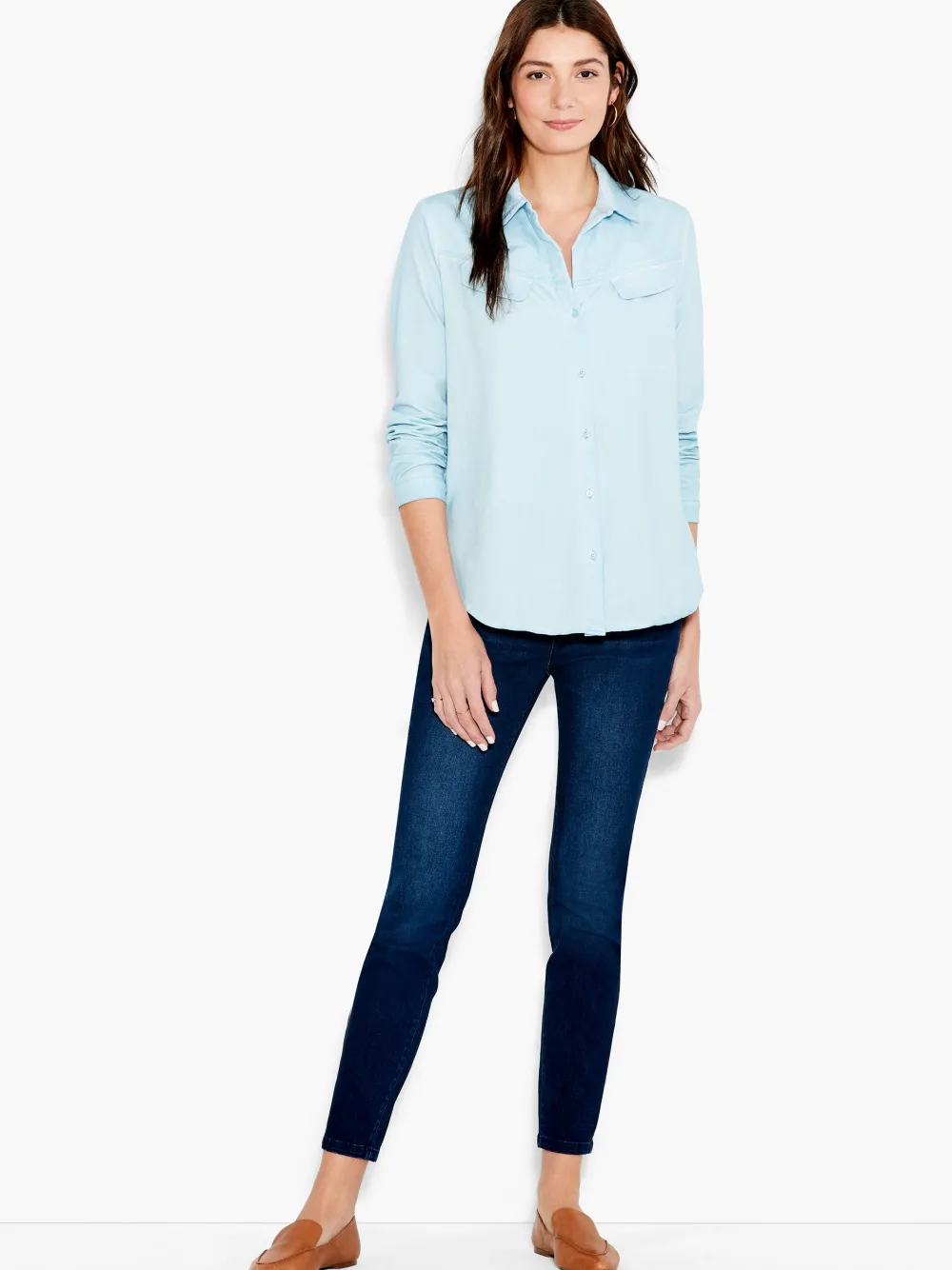 Fashion NIC+ZOE Nzt Long Sleeve Angled Pocket Shirt Mist