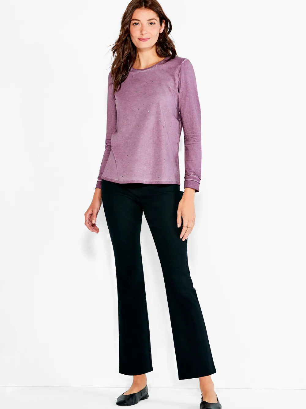 Outlet NIC+ZOE Nzt Long Sleeve Crew Sparkle Tee Boysenberry