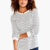 Discount NIC+ZOE Nzt Long Sleeve Striped Waffle Tee Cream Multi