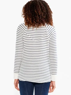 Discount NIC+ZOE Nzt Long Sleeve Striped Waffle Tee Cream Multi