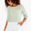 Cheap NIC+ZOE Nzt Long Sleeve Waffle Ruffle Tee Green Spray