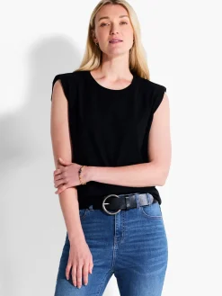 Shop NIC+ZOE Nzt Power Shoulder Crew Tank Black Onyx