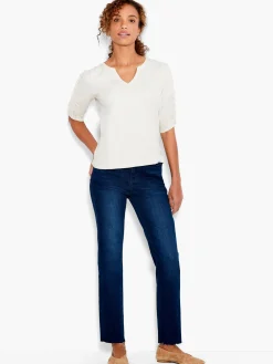 Flash Sale NIC+ZOE Nzt Ruched Elbow Sleeve Split Neck Cobblestone