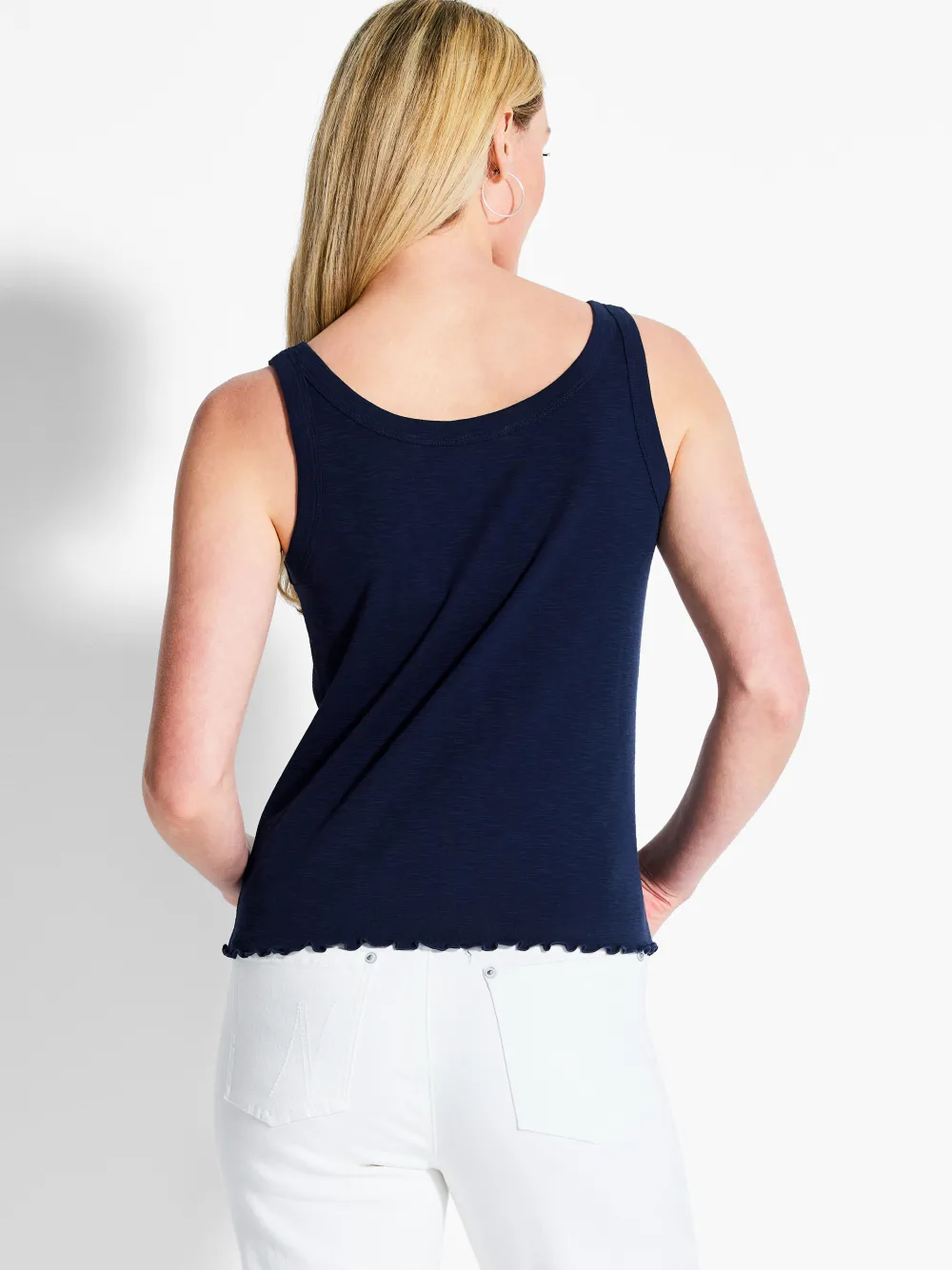 Outlet NIC+ZOE Nzt Scoop Lettuce Edge Tank Dark Indigo