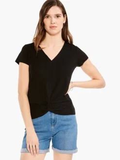 Sale NIC+ZOE Nzt Short Sleeve Knotted V Tee Black Onyx