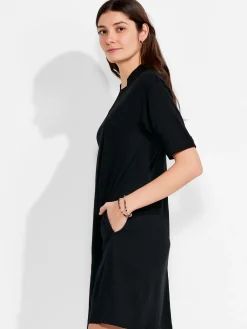Shop NIC+ZOE Nzt Short Sleeve Notched V Dress Black Onyx