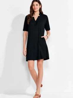 Shop NIC+ZOE Nzt Short Sleeve Notched V Dress Black Onyx