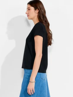 Best Sale NIC+ZOE Nzt Short Sleeve Roll V Tee Black Onyx