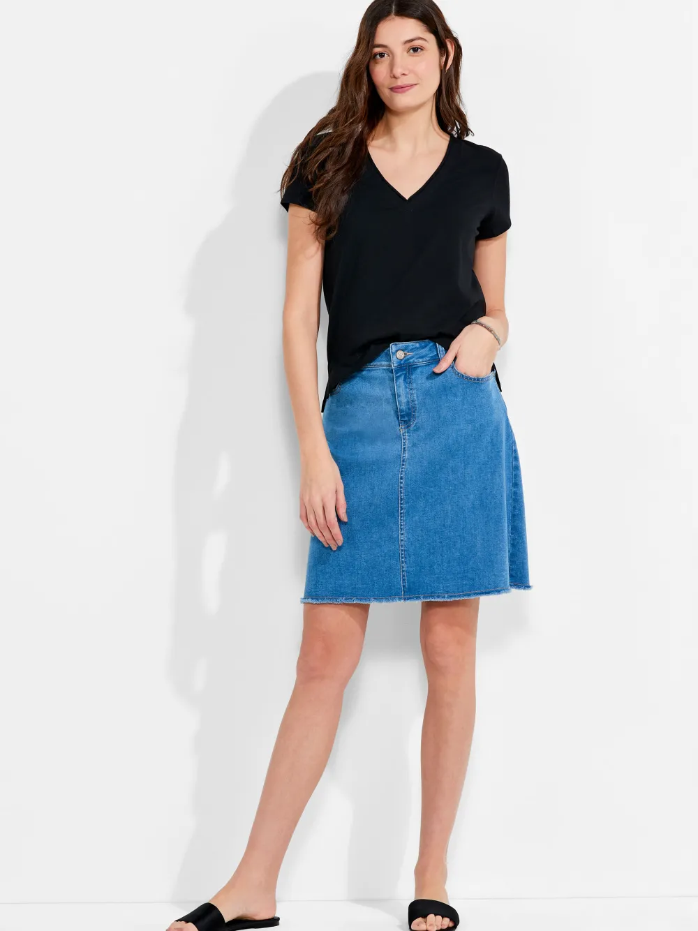 Best Sale NIC+ZOE Nzt Short Sleeve Roll V Tee Black Onyx