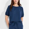 Sale NIC+ZOE Nzt Short Sleeve Round Neck French Terry Top Dark Indigo