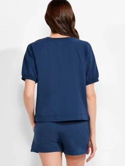 Store NIC+ZOE Nzt Short Sleeve Round Neck French Terry Top Dark Indigo