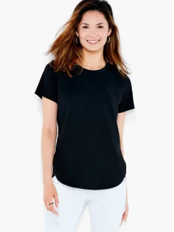 New NIC+ZOE Nzt Short Sleeve Shirt Tail Crew Neck Tee Black Onyx