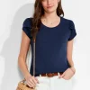 Outlet NIC+ZOE Nzt Short Sleeve Tulip Sleeve Scoop Tee Dark Indigo