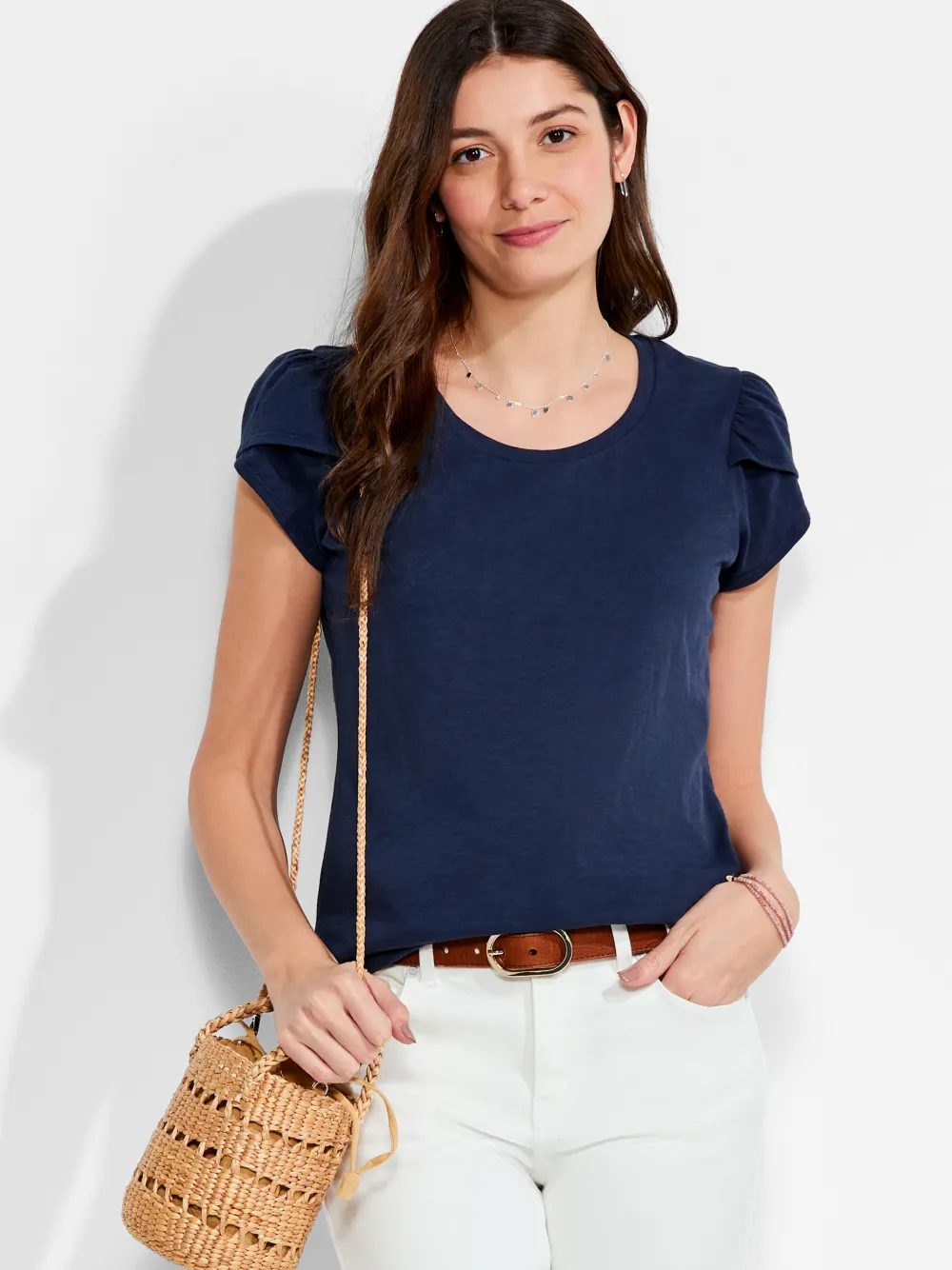 Best NIC+ZOE Nzt Short Sleeve Tulip Sleeve Scoop Tee Dark Indigo