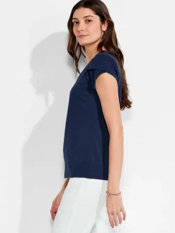 Fashion NIC+ZOE Nzt Short Sleeve Tulip Sleeve Scoop Tee Dark Indigo