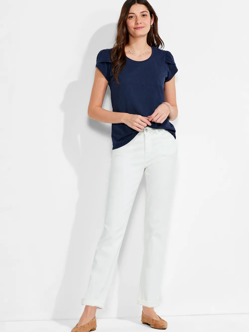 Fashion NIC+ZOE Nzt Short Sleeve Tulip Sleeve Scoop Tee Dark Indigo