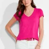 Fashion NIC+ZOE Nzt Short Sleeve V Tee Shocking Pink