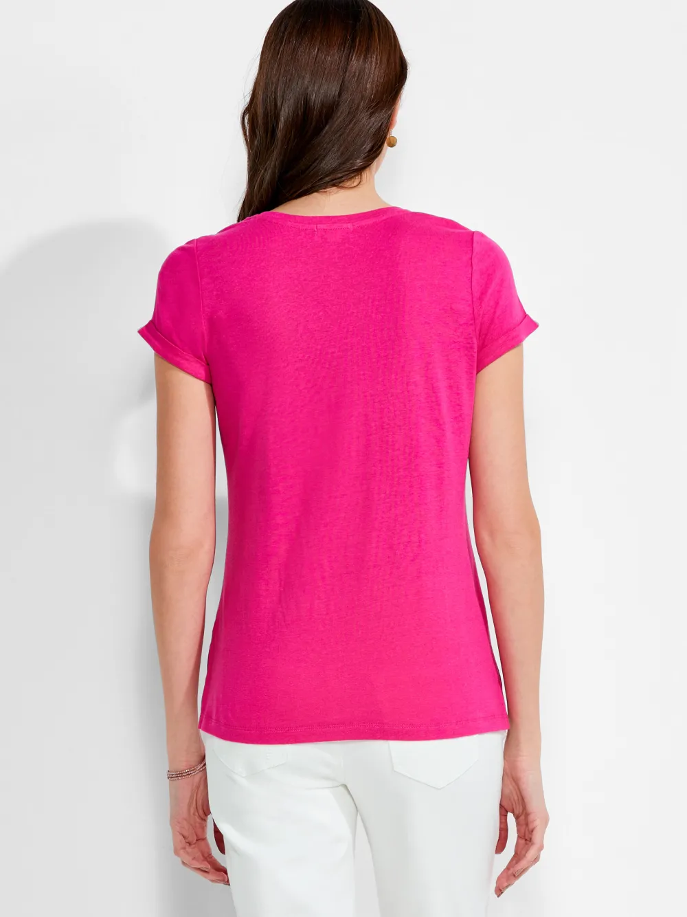 Fashion NIC+ZOE Nzt Short Sleeve V Tee Shocking Pink