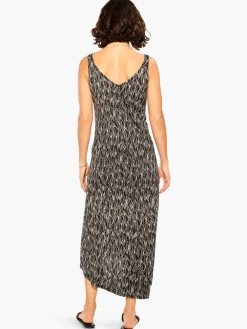 Clearance NIC+ZOE Nzt Sketched Leaves Double V Tank Dress Black Multi