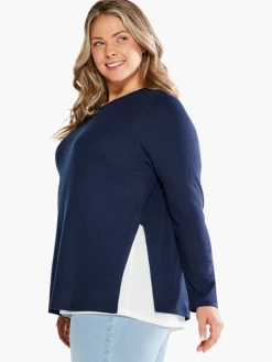Discount NIC+ZOE Nzt Sweet Dreams Long Sleeve Double Layer Tee Dark Indigo