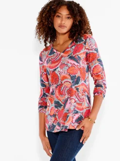 Sale NIC+ZOE Nzt Sweet Dreams Long Sleeve Tropics V Tee Pink Multi