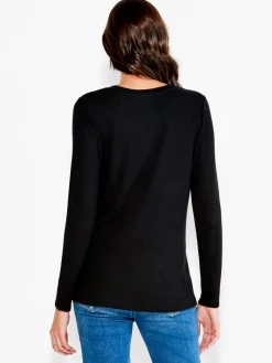 Sale NIC+ZOE Nzt Sweet Dreams Long Sleeve Crew Tee Black Onyx