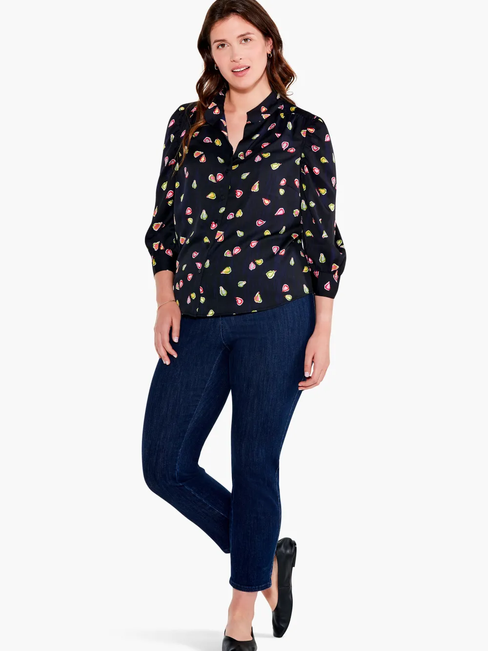 Fashion NIC+ZOE Party Pears Top Black Multi