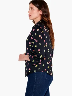 Fashion NIC+ZOE Party Pears Top Black Multi
