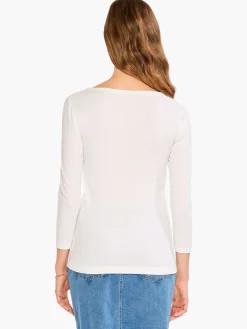 Flash Sale NIC+ZOE Perfect Knit Rib 3/4 Sleeve V Tee Paper White