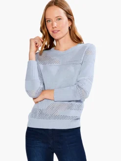 Outlet NIC+ZOE Placed Pointelle Sweater Blue Glacier