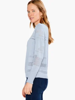 Outlet NIC+ZOE Placed Pointelle Sweater Blue Glacier